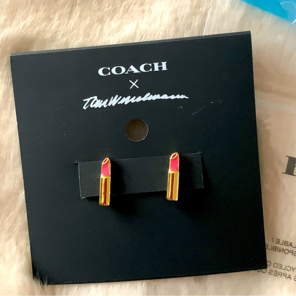 NEW! COACH x Tom Wesselman Lipstick Stud Earrings New with Tags GORGEOUS - Picture 8 of 8